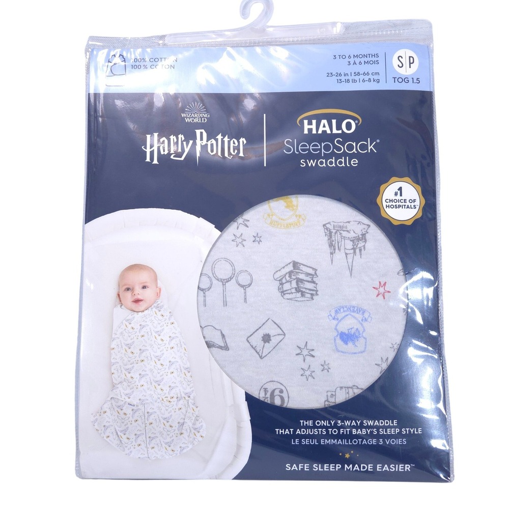 HALO Harry Potter SleepSack Swaddle S/P 3m-6m 3-Way Adjustable 100% Cotton NEW